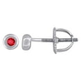 thumbnail image 1 of 925 Sterling Silver Womens Red Cubic Zirconia Round Bezel Setting Studs Earrings 3.9mm Wi Stud Earring for Women, 1 of 2