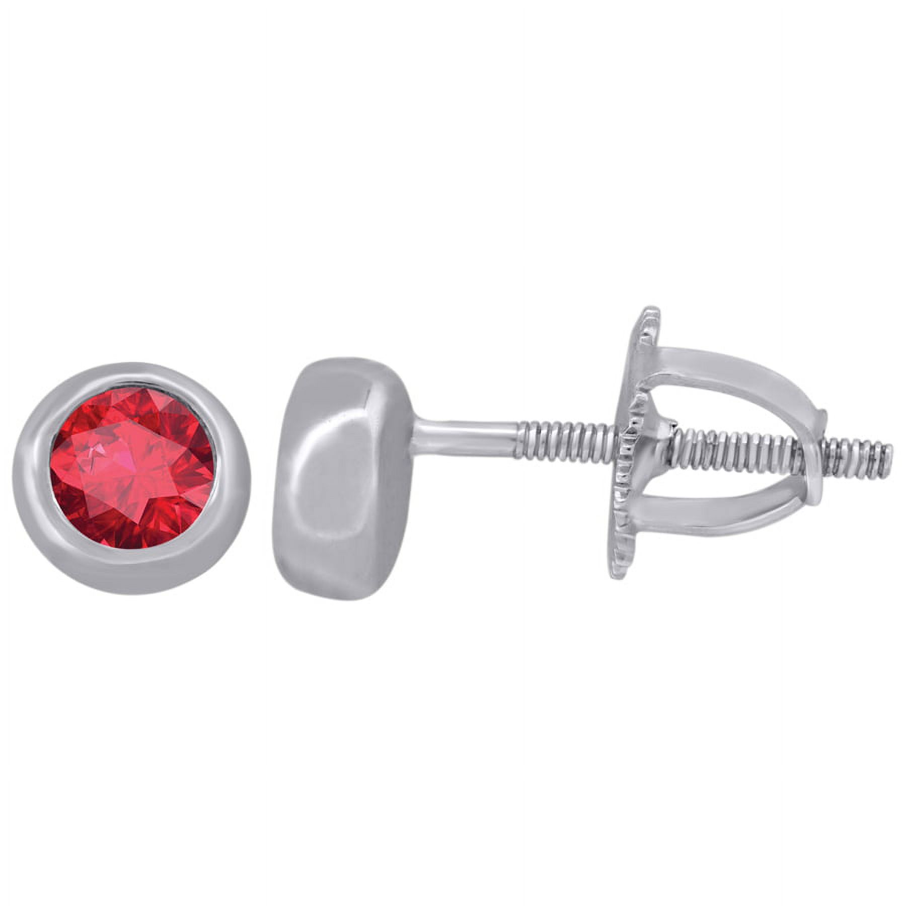 Sterling Silver and Red CZ in a Sterling Silver Bezel orders Earring