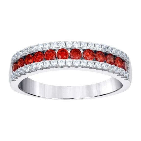 925 Sterling Silver Womens Red White Cubic Zirconia Fashion Ring Size 7 Ring for Women - 3.8 Grams