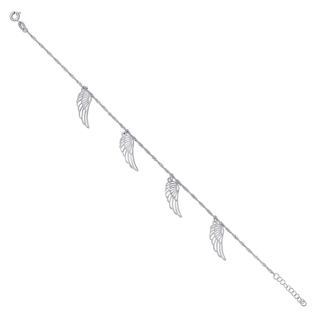 925 Sterling Silver Womens Religious Guardian Angel Wing Charm Anklet 10 Inch Anklet for Women