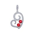 thumbnail image 1 of 925 Sterling Silver Womens Round Cubic Zirconia 2 Two Red Stone Love Heart Fashion Charm Pendant Necklace Pendant for Wo, 1 of 2