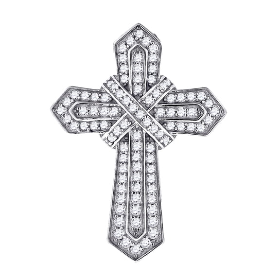 925 Sterling Silver Womens Round Cubic Zirconia Cross Religious Fashion Charm Pendant Necklace Pendant for Women