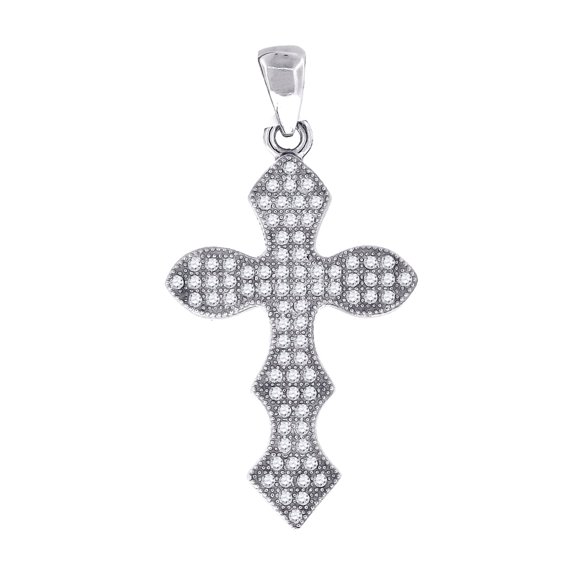 925 Sterling Silver Womens Round Cubic Zirconia Cross Religious Fashion Pendant Necklace Pendant for Women