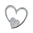 thumbnail image 1 of 925 Sterling Silver Womens Round Cubic Zirconia Double Love Heart Cluster Fashion Charm Pendant Necklace Pendant for Wom, 1 of 2