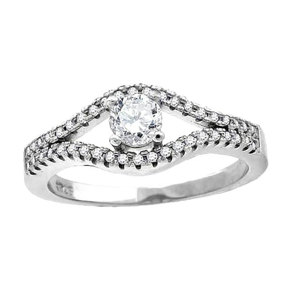 925 Sterling Silver Womens Round Cubic Zirconia Fancy Ring Size 8 Ring for Women - 3.2 Grams