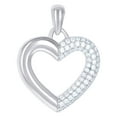 thumbnail image 1 of 925 Sterling Silver Womens Cubic Zirconia Love Heart Charm Pendant Necklace 20.6x17.5mm Wide Pendant for Women, 1 of 2