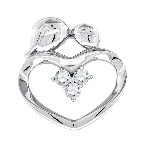 925 Sterling Silver Womens Cubic Zirconia Love Heart Slide Pendant Necklace Pendant for Women