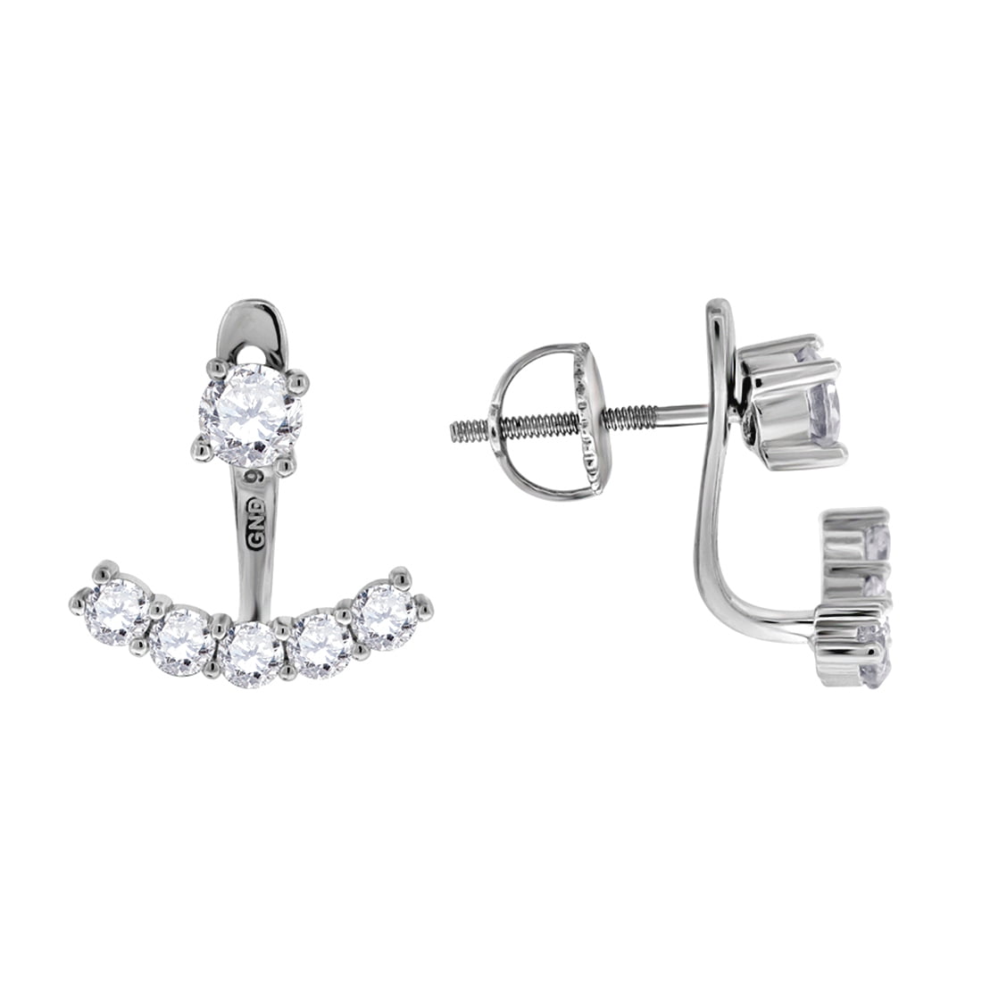 925 Sterling Silver Womens Round Cubic Zirconia Stud Cluster Fashion Jacket Earrings Earring Jacket for Women