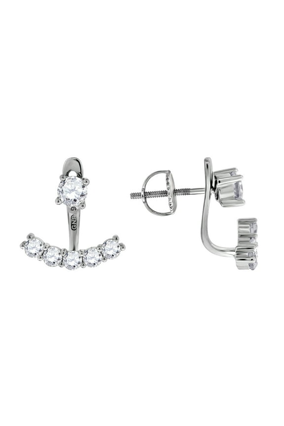 925 Sterling Silver Womens Round Cubic Zirconia Stud Cluster Fashion Jacket Earrings Earring Jacket for Women