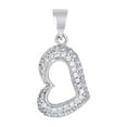 thumbnail image 1 of 925 Sterling Silver Womens Round CZ Open Love Heart Cluster Fashion Pendant Necklace 22.3x10.6mm Wide Pendant for Women, 1 of 2