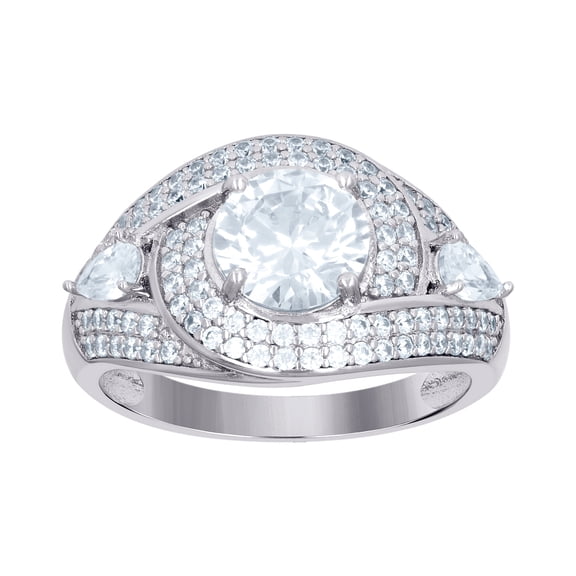 925 Sterling Silver Womens Round Pear Cubic Zirconia Fashion Ring Size 6 Ring for Women - 5.9 Grams