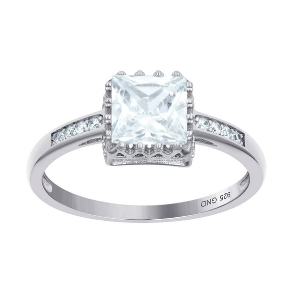 925 Sterling Silver Womens Round Princess-cut Cubic Zirconia Fashion Ring Size 10 Ring for Women