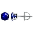 thumbnail image 1 of 925 Sterling Silver Womens Royal Blue Cubic Zirconia 6mm Round Classic Studs Earrings Stud Earring for Women, 1 of 2