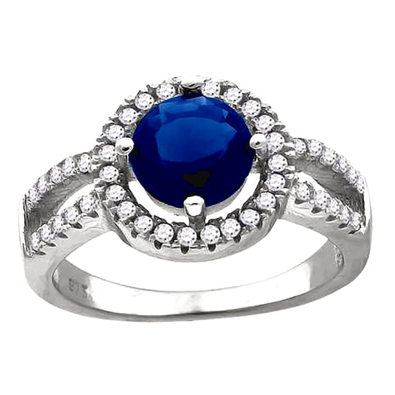 925 Sterling Silver Womens Royal Blue Cubic Zirconia Fancy Ring Size 8 9.5x2.7mm Wide Ring for Women