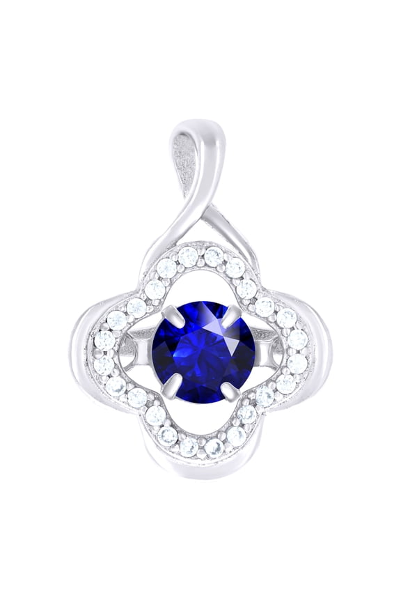 925 Sterling Silver Womens Royal Blue Cubic Zirconia Fashion Flower Charm Pendant for Women