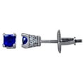 thumbnail image 1 of 925 Sterling Silver Womens Royal Blue Princess Cut Cubic Zirconia 3mm Square Classic Studs Earrings Stud Earring for Wom, 1 of 2