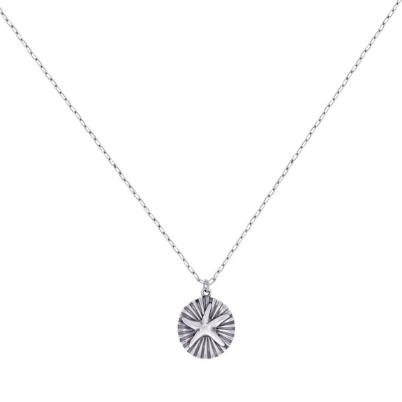 925 Sterling Silver Womens Sand Dollar Ocean Charm Necklace Pendant Necklace for Women - 5.2 Grams