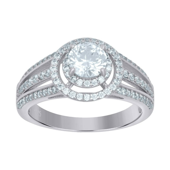 925 Sterling Silver Womens Solitaire Cubic-Zirconia Engagement Ring Size 8