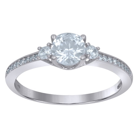 925 Sterling Silver Womens Solitaire Cubic-Zirconia Engagement Ring Size 8