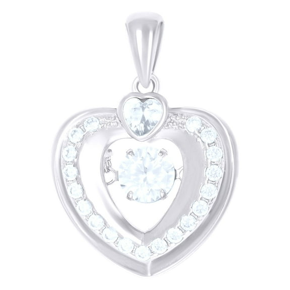 925 Sterling Silver Womens Sparkling Cz Heart Charm Pendant for Women