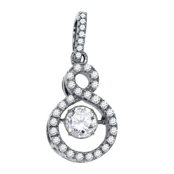 925 Sterling Silver Womens Sparkling Shaking Cubic Zirconia In Infinity Pendant Necklace Charm 23.9x10.8mm Wide Pendant