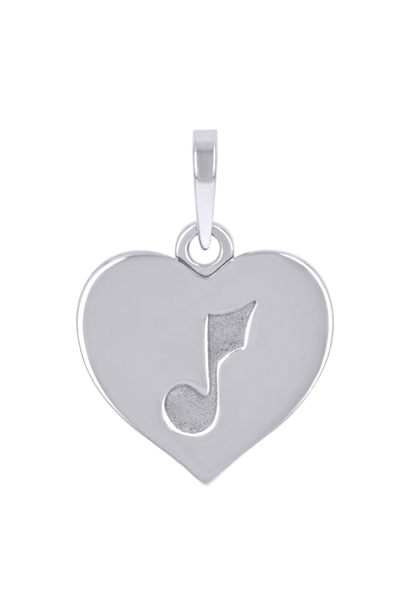 925 Sterling Silver Womens Treble Clef Music Note Heart Charm Pendant for Women