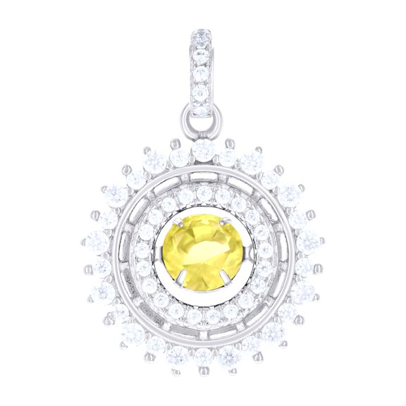 925 Sterling Silver Womens White Yellow Cubic-Zirconia Fashion Pendant