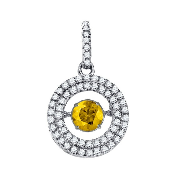 925 Sterling Silver Womens Yellow White Cubic Zirconia Fashion Charm Pendant Necklace 21.8x13.1mm Pendant for Women