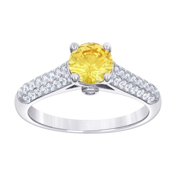 925 Sterling Silver Womens Yellow White Cubic Zirconia Fashion Ring 5.8mm Wide Size 6 Ring for Women