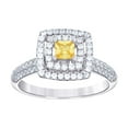 thumbnail image 1 of 925 Sterling Silver Womens Yellow White Princess-cut Round Cubic Zirconia Square Fashion Ring 10x2.1mm Wide Size 8 Ring, 1 of 2
