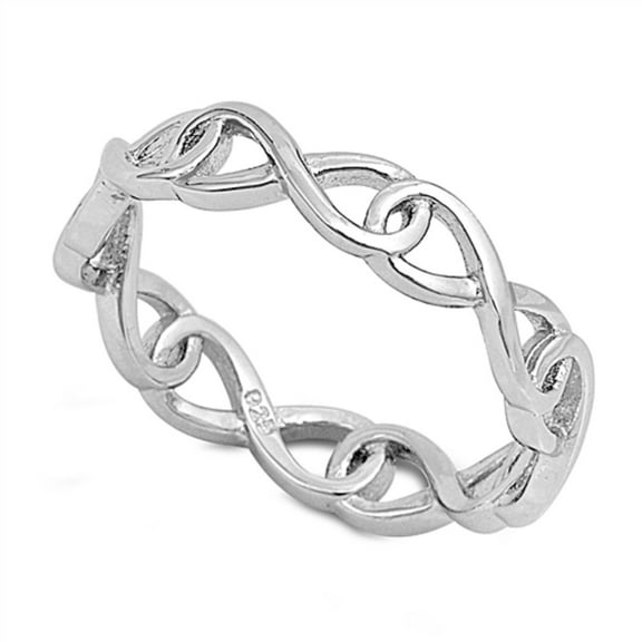 925 Sterling Silver Wrap Around Infinity Ring Size 6