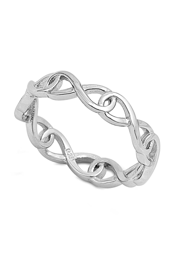 925 Sterling Silver Wrap Around Infinity Ring Size 6