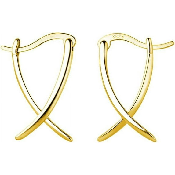 925 Sterling Silver X Hoop Earrings for Women Teens Minimalist Hoop Earrings Huggie