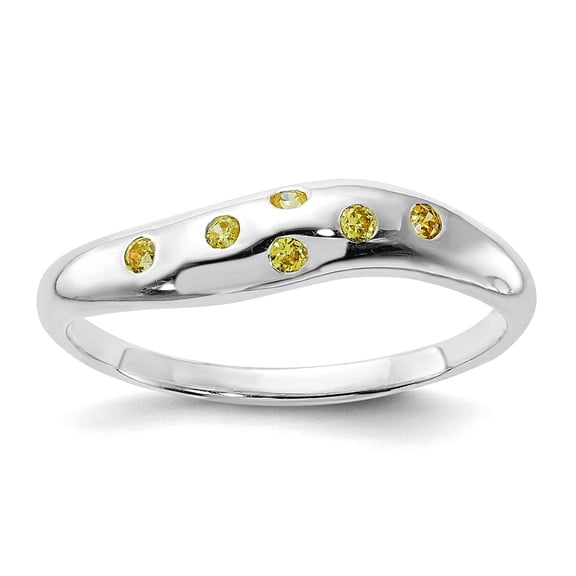 925 Sterling Silver Yellow Cubic Zirconia Ring Size 6 5mm Wide Ring for Women