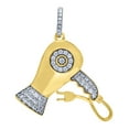 thumbnail image 1 of 925 Sterling Silver Yellow CZ Hair Dryer 12.49gm Womens Charm Pendant Necklace 40x33.5mm Wide Pendant for Women, 1 of 2