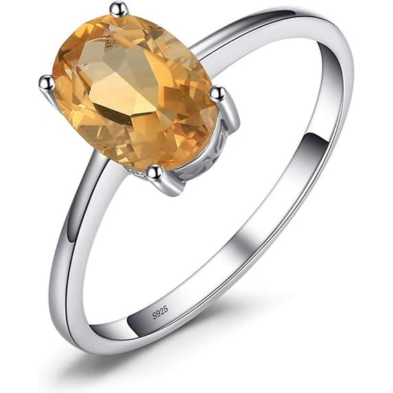 925 Sterling Silver Yellow Citrine Engagement Ring For Women (3.51 Cttw, Cushion Cut 10MM, Gemstone Birthstone,
