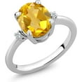 thumbnail image 1 of 925 Sterling Silver Yellow Citrine Engagement Ring For Women (3.51 Cttw, Cushion Cut 10MM, Gemstone Birthstone,, 1 of 3