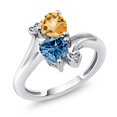 thumbnail image 1 of Gem Stone King 925 Sterling Silver Yellow Citrine Persian Blue Moissanite and White Moissanite Ring for Women (1.48 Cttw, Heart Shape 6MM, Gemstone November Birthstone, Size 9), 1 of 6