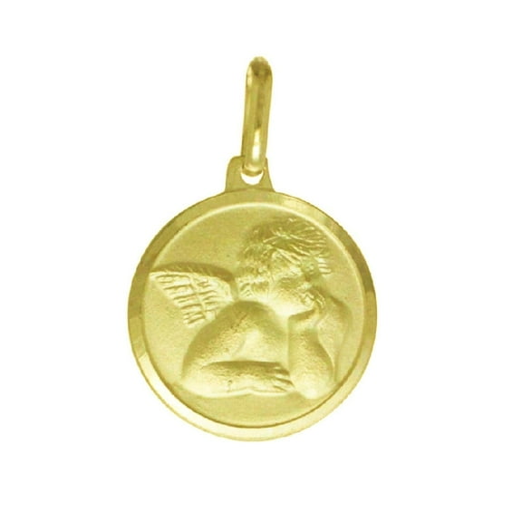 925 Sterling Silver Yellow Gold Plated 1mm Cable Chain Necklace w/ Guardian Angel Pendant Charm