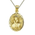 thumbnail image 1 of 925 Sterling Silver Yellow Gold Plated 1mm Cable Chain Necklace w/ Mother Mary Pendant Charm, 1 of 4