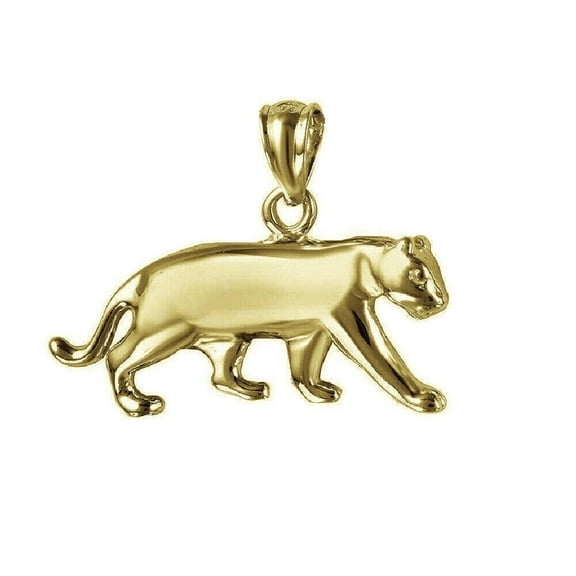 925 Sterling Silver Yellow Gold Plated 1mm Cable Chain Necklace w/ Panther Pendant Charm