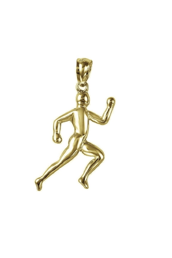 925 Sterling Silver Yellow Gold Plated 1mm Cable Chain Necklace w/ Runner Pendant Charm