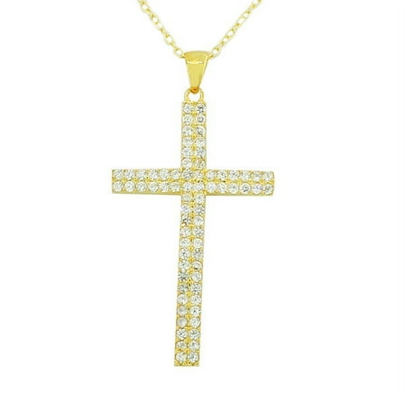 925 Sterling Silver Large Cross White Pendant Necklace Chain