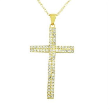 My Daily Styles Women's Large 925 Sterling Silver CZ Cross Pendant ...
