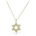 thumbnail image 1 of 925 Sterling Silver Yellow Gold-Tone Jewish Star of David White CZ Statement Pendant Necklace, 1 of 4
