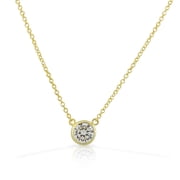 925 Sterling Silver Yellow Gold-Tone Solitaire Bezel-Set White CZ Pendant Necklace, 18"