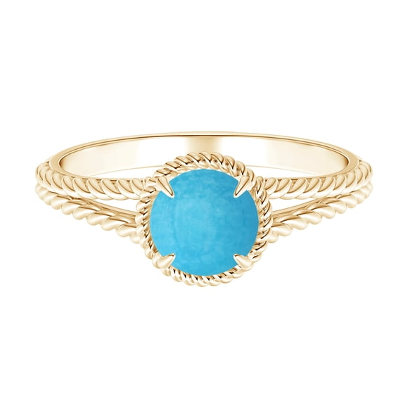 925 Sterling Silver Yellow Plated 0.50 Ctw Round Turquoise Stackable Ring