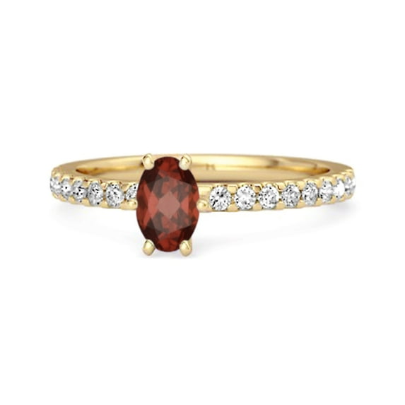 925 Sterling Silver Yellow Plated 0.62 Ctw Garnet Solitaire Accent Dazzling Women Valentines Day Gifts Ring