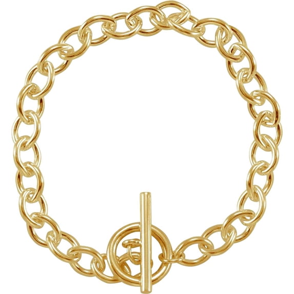 925 Sterling Silver Yellow Plated 8 Inch Polished Toggle Bracelet Link Bracelet for Women