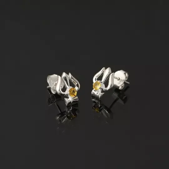 925 Sterling Silver Yellow Sapphire Earrings